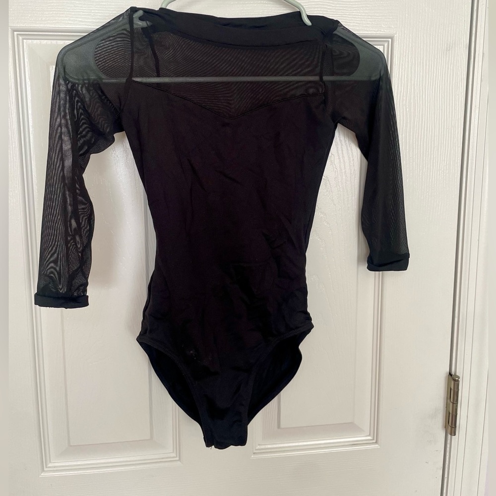 Sodanca Long Sleeve Black Mesh Leotard Child Medium/Large